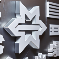 Logotipos en aluminio. Imagen generada con inteligencia artificial.