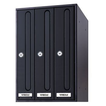 Front Vertical - Buzón de Comunidad, Cuerpo Negro, Puerta Negra